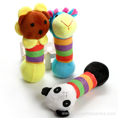 Plush cartoon animal shape squeaky dog chew toys